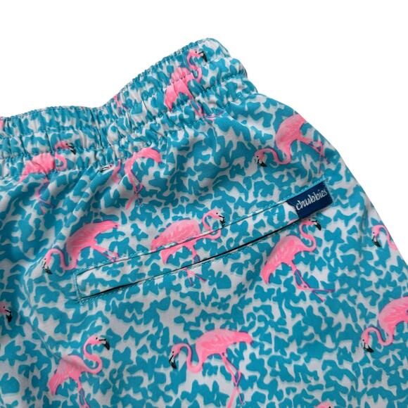 Chubbies The Domingos 5.5" Inseam Stretch Swim Trunks Blue Flamingo Size Large - Picture 5 of 5